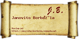 Janovits Borbála névjegykártya